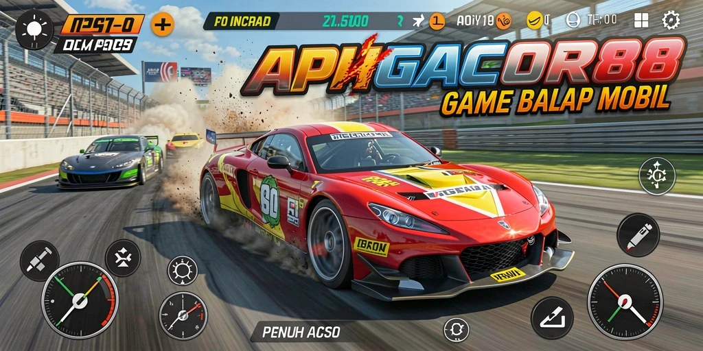 Tampilan seru dan mendebarkan dari gameplay balap mobil APIGACOR88.