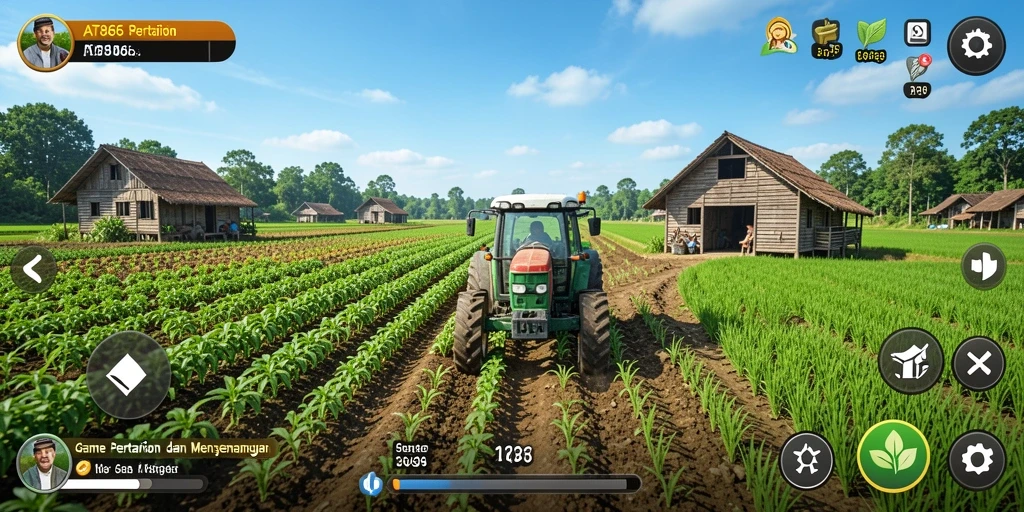 Tampilan gameplay AT866 dengan aktivitas bertani yang seru.