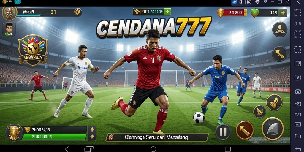 Tampilan gameplay CENDANA777 menunjukkan aksi seru di arena olahraga.