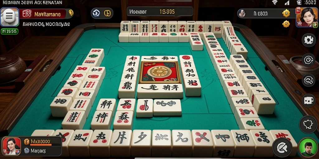 Tampilan gameplay Mahjong yang mengasyikkan di E88.