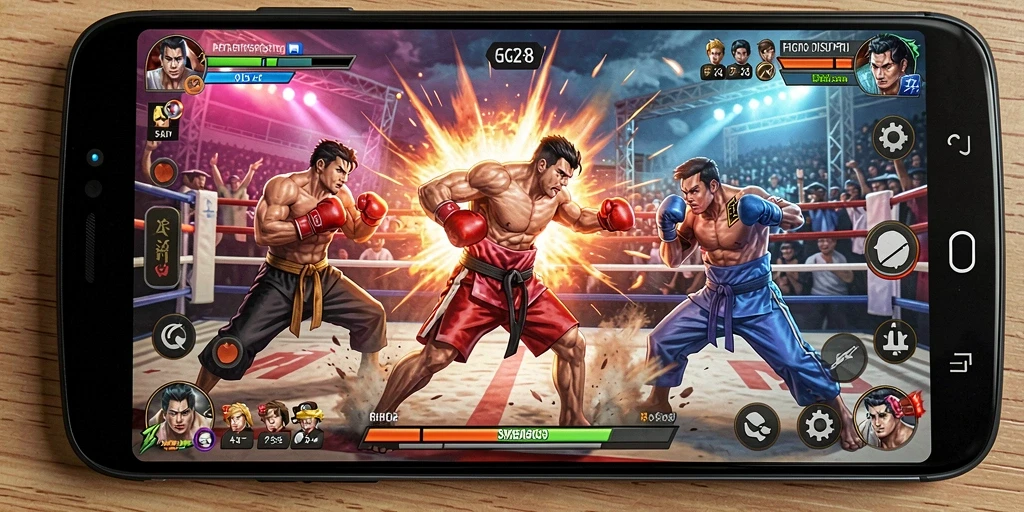 Tampilan gameplay GG288 yang penuh aksi dan karakter bertarung yang menawan.