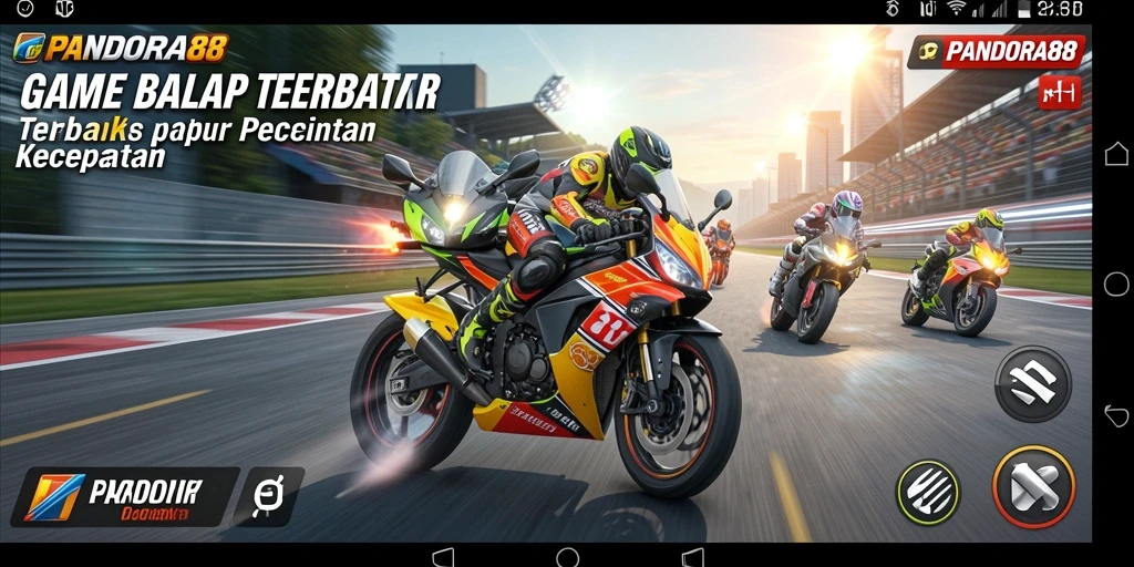 Gameplay seru yang menampilkan balapan motor di trek menantang.