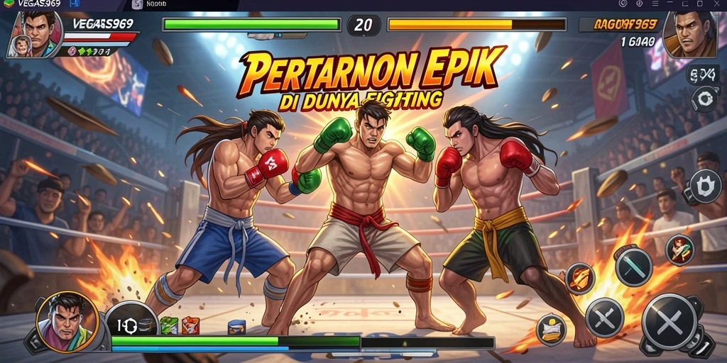 Gameplay seru di VEGAS969 dengan pertarungan melawan karakter kuat.