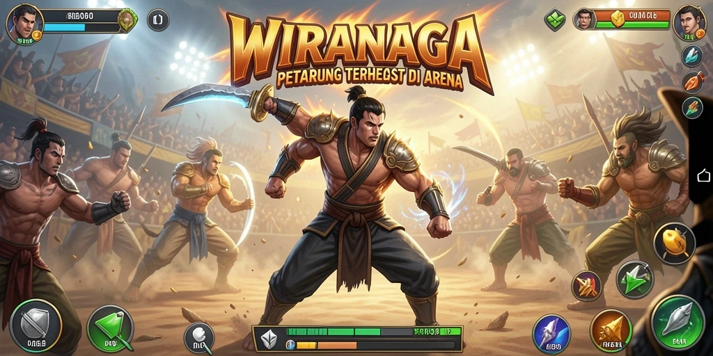 Tampilan aksi menarik dalam gameplay WIRANAGA.