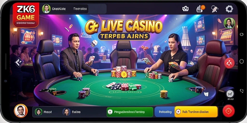 Screenshot gameplay ZK6 menunjukkan dealer langsung dalam aksi.